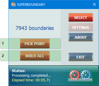 Main window of the SuperBoundary app Main window of the SuperBoundary app